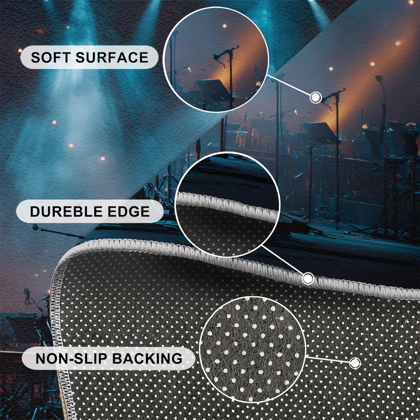 Generisch Konzertteppich, 100 x 150 cm, waschbar, DJ-Rock-Teppich für Wohnzimmer, weicher Rutschfester Teppichboden für Schlafzimmer, Esstisch, Nachttisch, Innendekoration