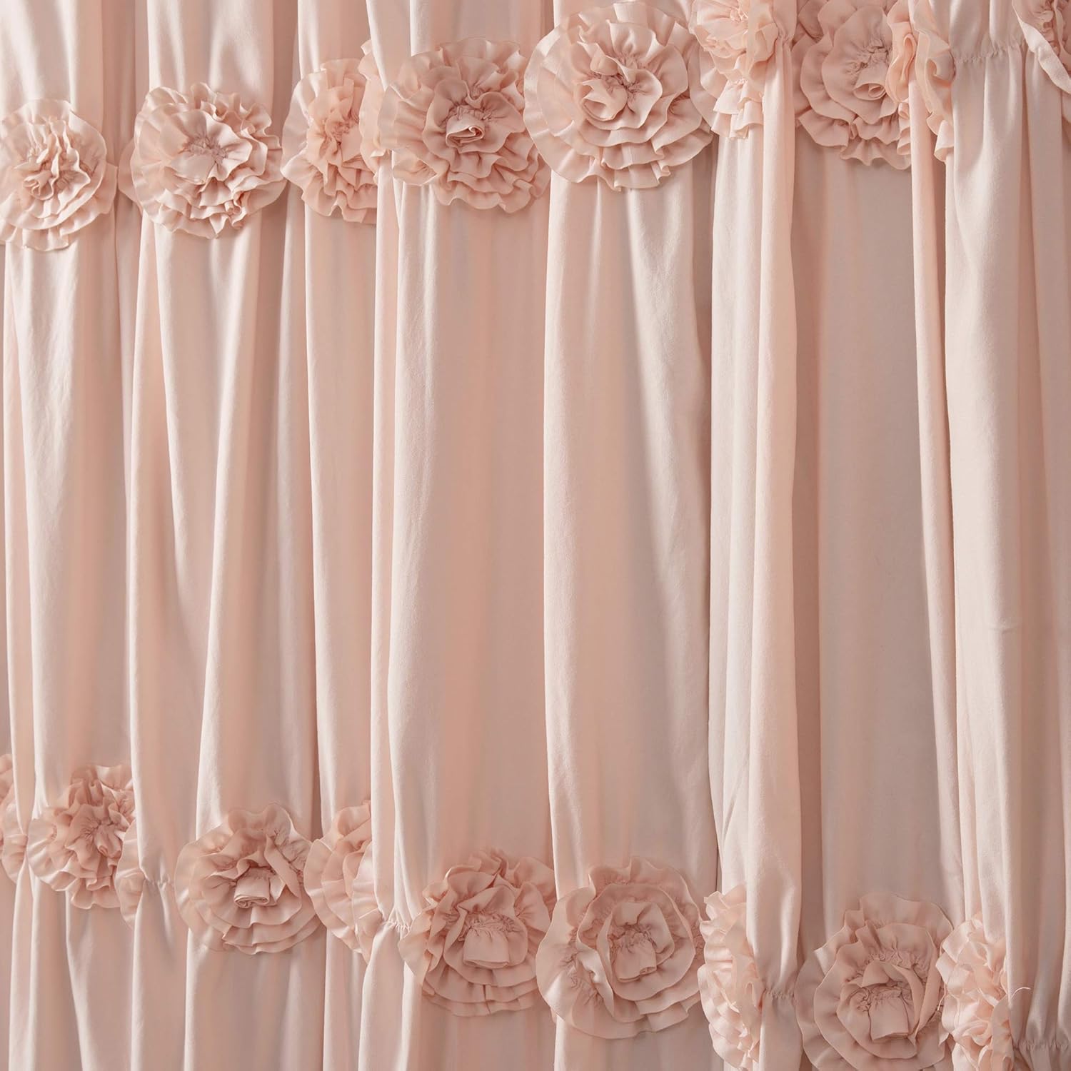 Lush Decor Darla Shower Curtain Single 72" W x 72" L Blush - Flower Fabric Shower Curtains for Bathroom - Coquette Bathroom Curtain - Vintage Decor