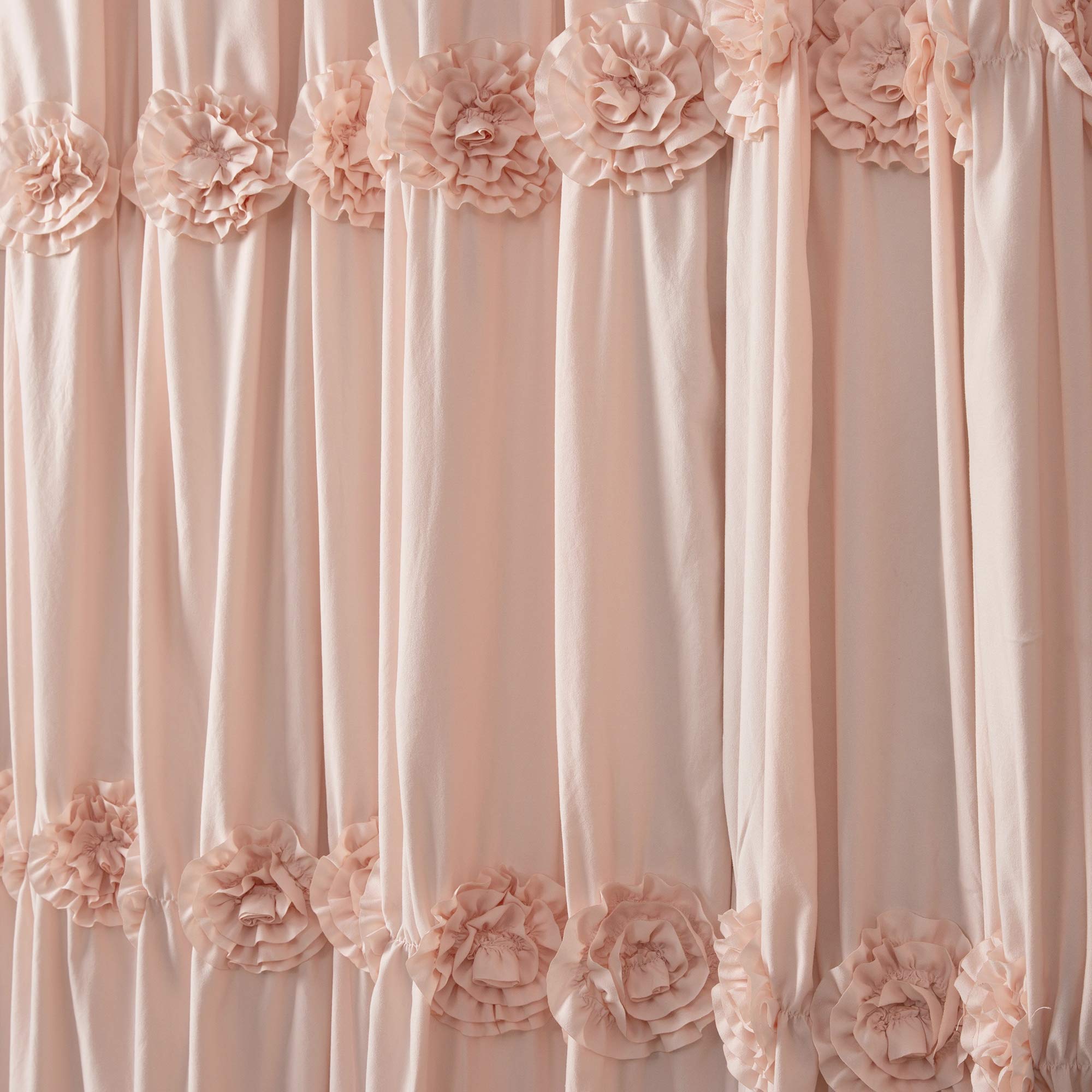 Lush Decor Ruched Bathroom Shower Curtain, x 72”, Blush Darla Rideau de Douche froncé Motif Floral 183 x 183 cm, Rose poudré