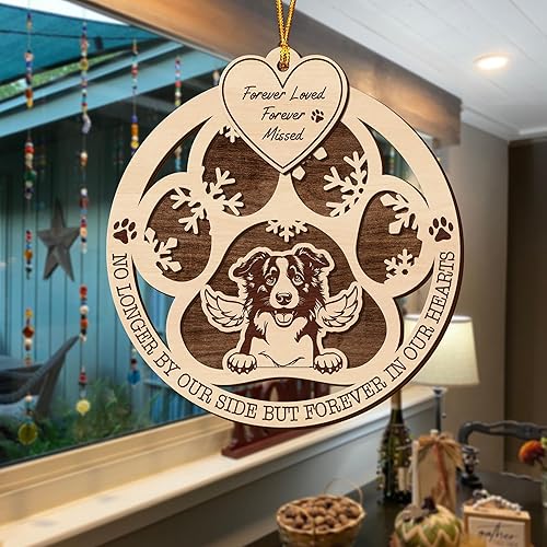 Miniatura 4 de V VIBEPY Adorno de Border Collie impreso, adorno de Navidad Border Collie, adornos conmemorativos para perros, adornos de 2 capas de 3.5 pulgadas,