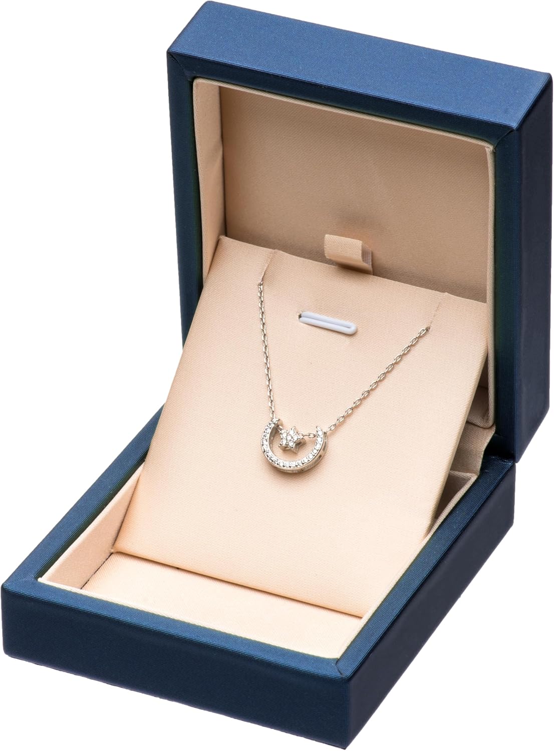 PU Leather Necklace Pendant Box for Wedding,Jewelry Gift Storage Display Case (Blue) image 4