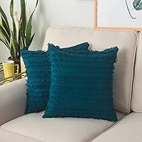 Vista 23 de GYROHOME Paquete de 2 fundas de almohada de algodón y lino, fundas de cojín decorativas, diseño de borlas, fundas de cojín modernas con flecos