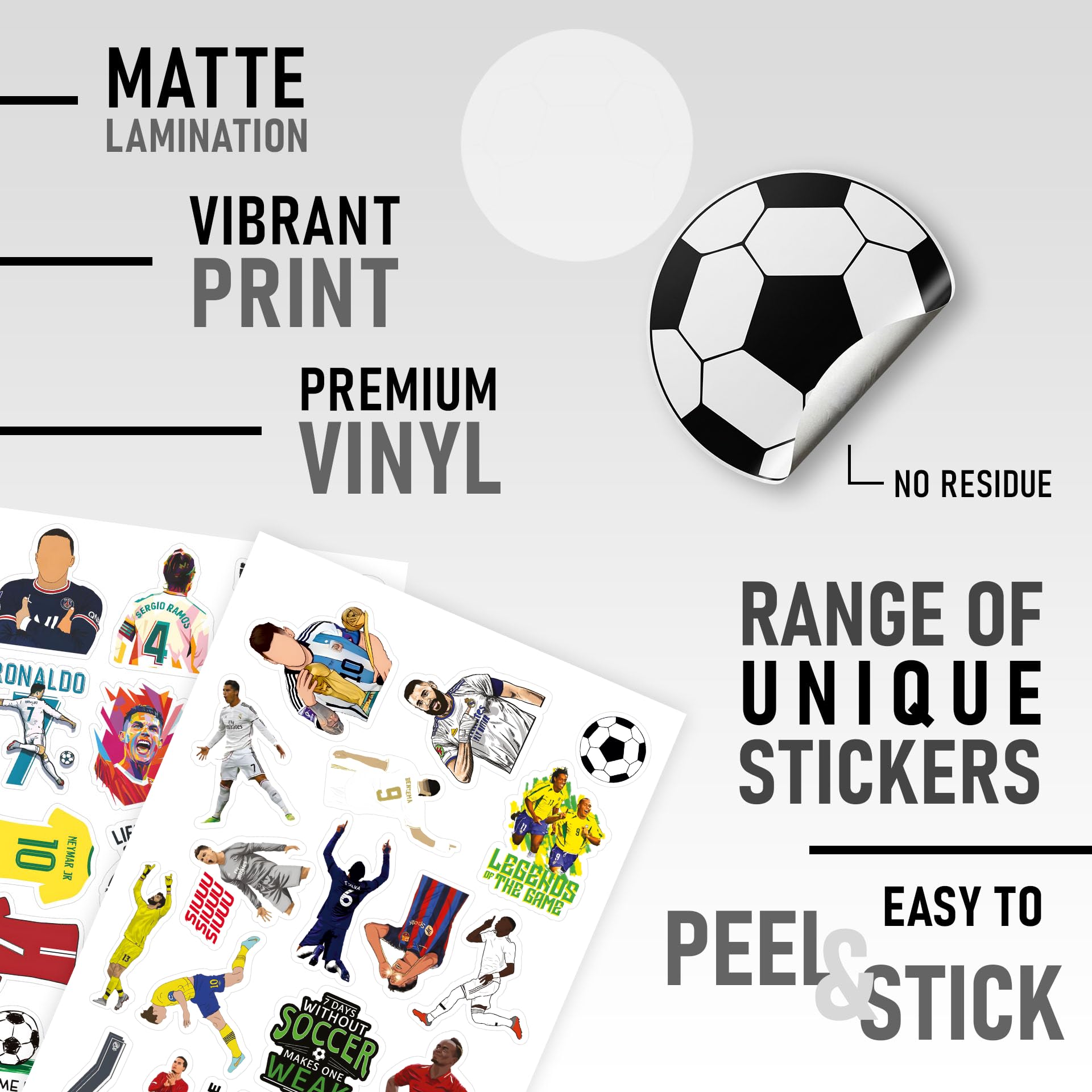 CodersParadise Pack Of 65 Football Soccer Stickers For Laptop, Planner, Diary, Waterproof Residue Free, self adhesive 1