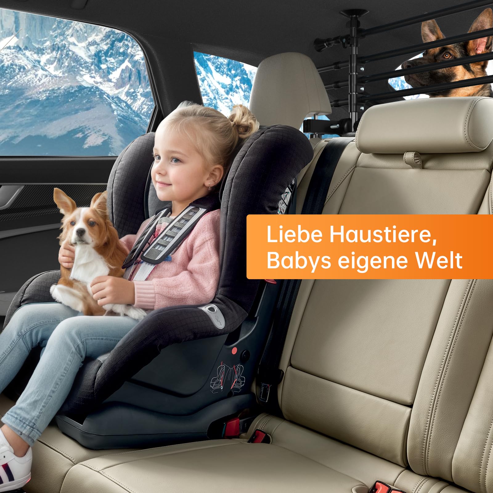 Hundegitter Auto Schutzgitter Trenngitter, Autogitter Kofferraum für Hunde 32-55CM * 80-145CM, Kofferraumgitter Hund, Kofferraum Gitter Universal,Keine erneute Montage erforderlich