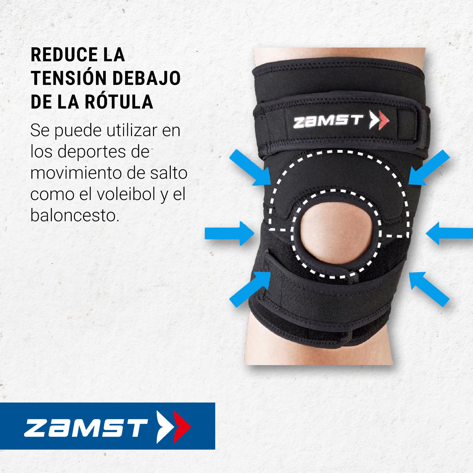 Zamst JK-2 Rodillera Deportiva para Saltadores - Rodillera de Compresión para Hombres y Mujeres con Almohadilla de Presión para Aliviar el Dolor y dar Soporte Debajo de la Rótula - XL