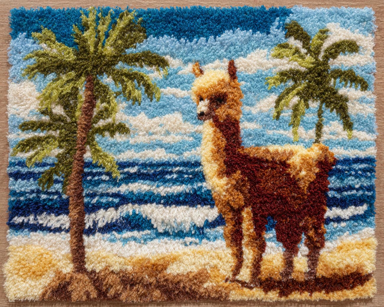 AMBATTERY Latch Hook Rug Kit Beach Alpacas 60x40cm