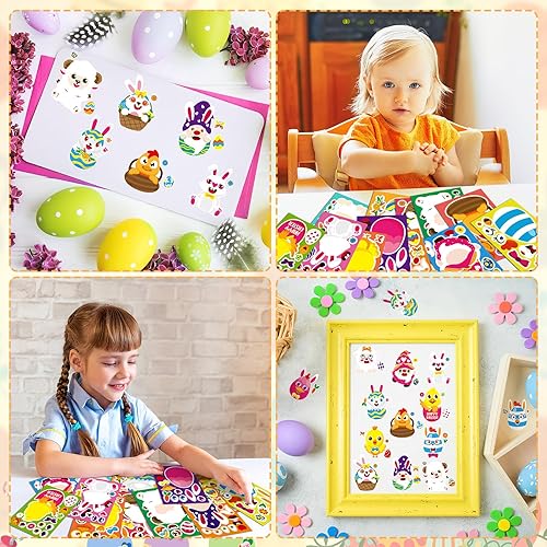 Miniatura 6 de SEPGLITTER Calcomanías de Pascua, 48 hojas de calcomanías de Pascua para niños, calcomanías de animales para la escuela, aula, actividades, juegos,