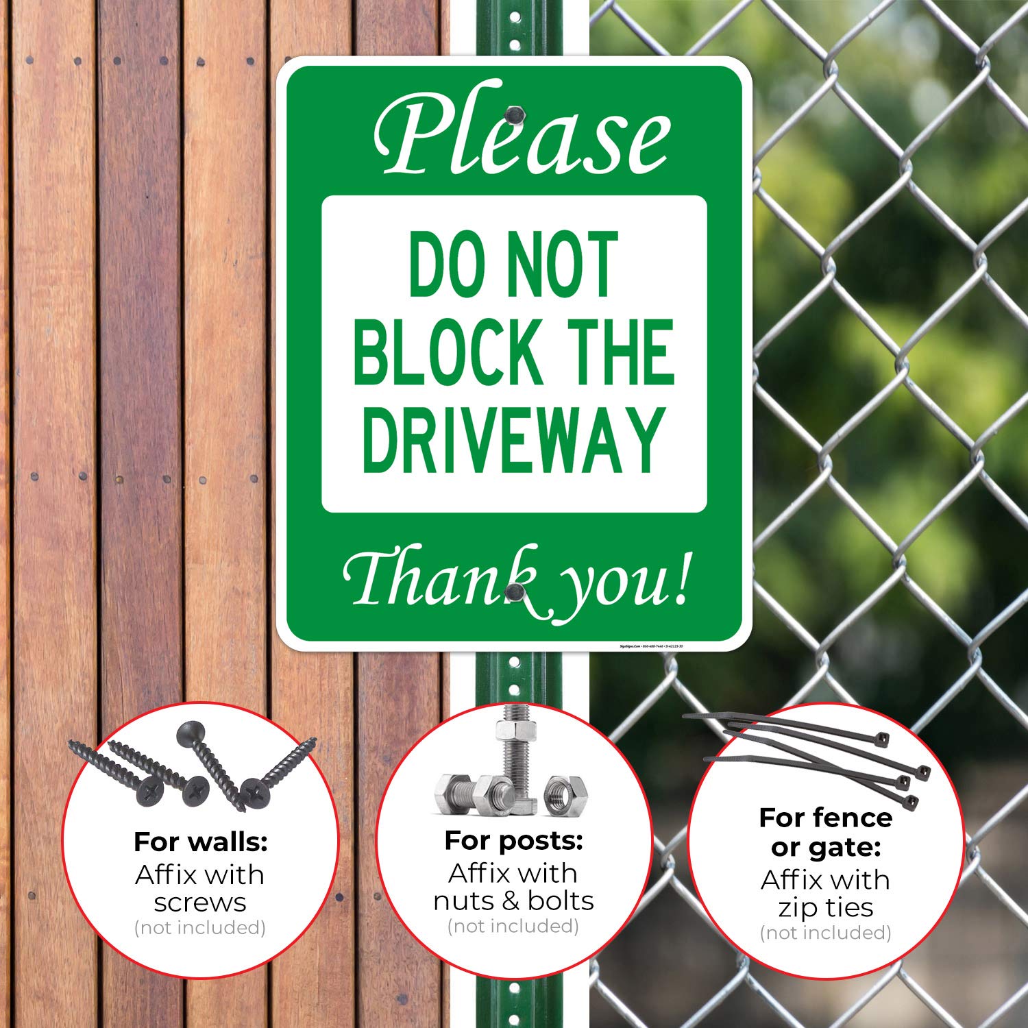 No Parking Sign, Do Not Block The Driveway Sign, 24x30 Inches, Rust Free .063 Aluminum, Fade Resistant, Indoor/Outdoor Use, Made in USA