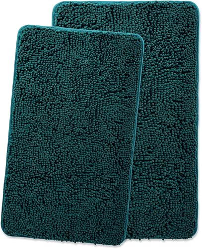 Miniatura 225 de Yeaban Alfombras de baño gris oscuro – Gruesas alfombras de baño de chenilla | Alfombras de baño absorbentes y lavables antideslizantes, alfombras