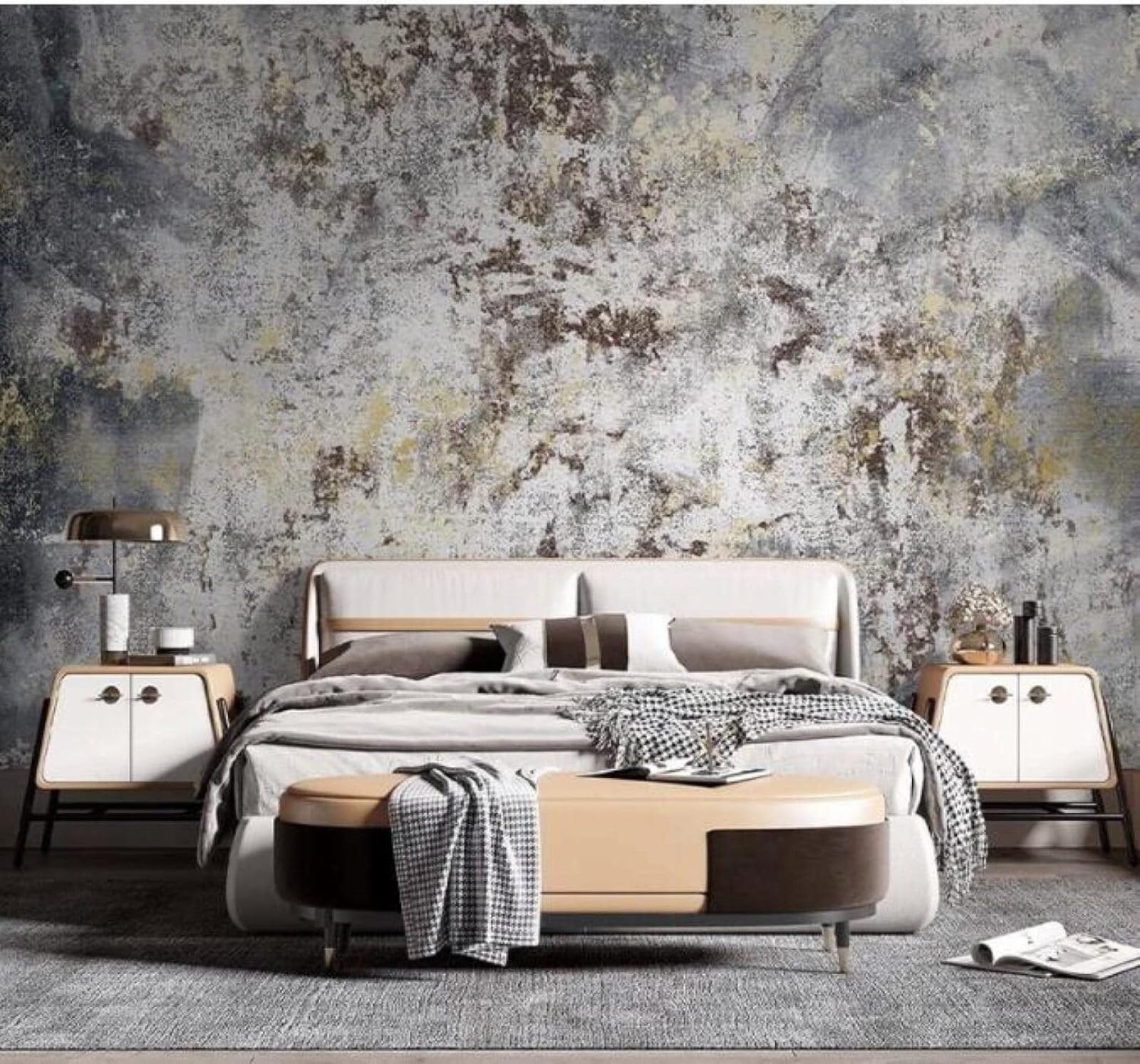 XLMING Abstract Retro Nostalgic Weathered Concrete Wall 3D Wallpaper Luxury Home Dining Decor Paste Sofa Living Room The Wall for Bedroom Mural-300cm×210cm