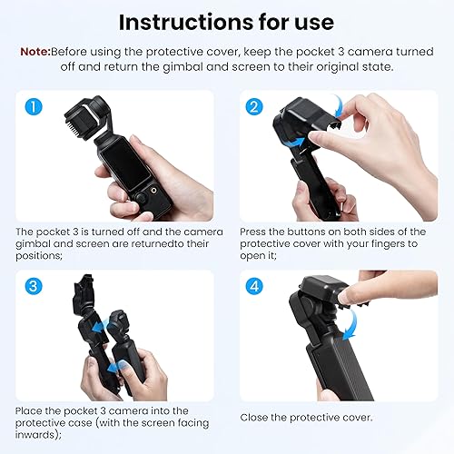 Miniatura 3 de STARTRC Gimbal Funda protectora para DJI Osmo Pocket 3 Creator Combo, almacenamiento anticaídas Protector de pantalla de lente de cámara de mano