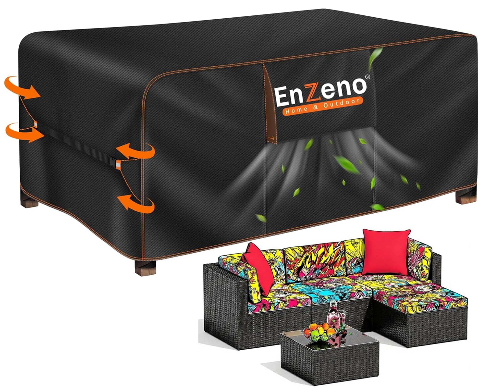 garden Furniture Set Cover Waterproof with Air Vent, 220X100cm outdoor table cover for Rectangle/Rectangular Table and Chair Set,420D Heavy Duty Oxford Fabric patio Table Cover Windproof,Anti-UV — image 1