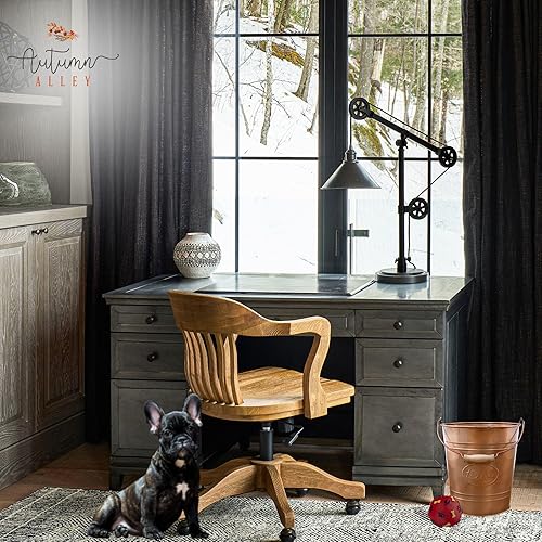 Miniatura 9 de Autumn Alley Cubo de basura de baño de granja, cubo de basura de cobre con mango de madera para baño rústico, dormitorio, oficina, cocina,