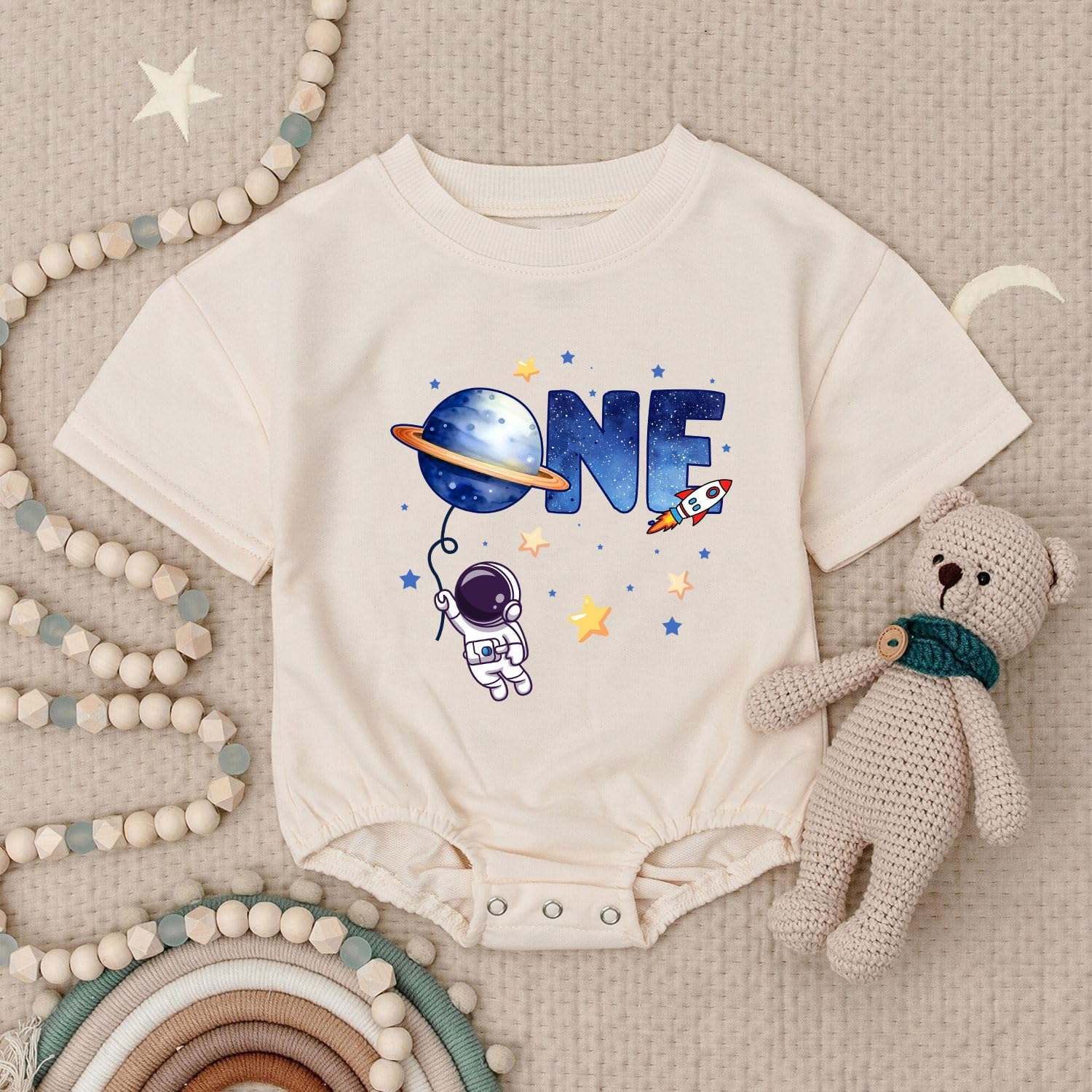 1st Birthday Outfit for Baby Boy, First Birthday Space First Trip Around The Sun Outfit for Boy - Image 6