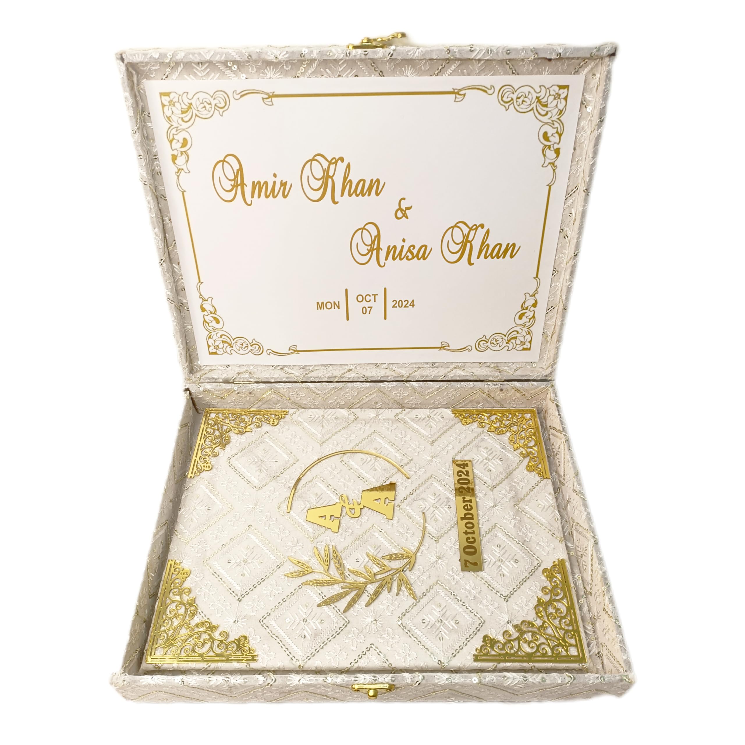 CUSTOMISED NIKAH NAMA BOOKLET (WHITE) WITH BOX NIKAH SIGN BOOKLET WEDDING GIFT BLUE COLOUR BOOKLET (2, WHITE)-image-2