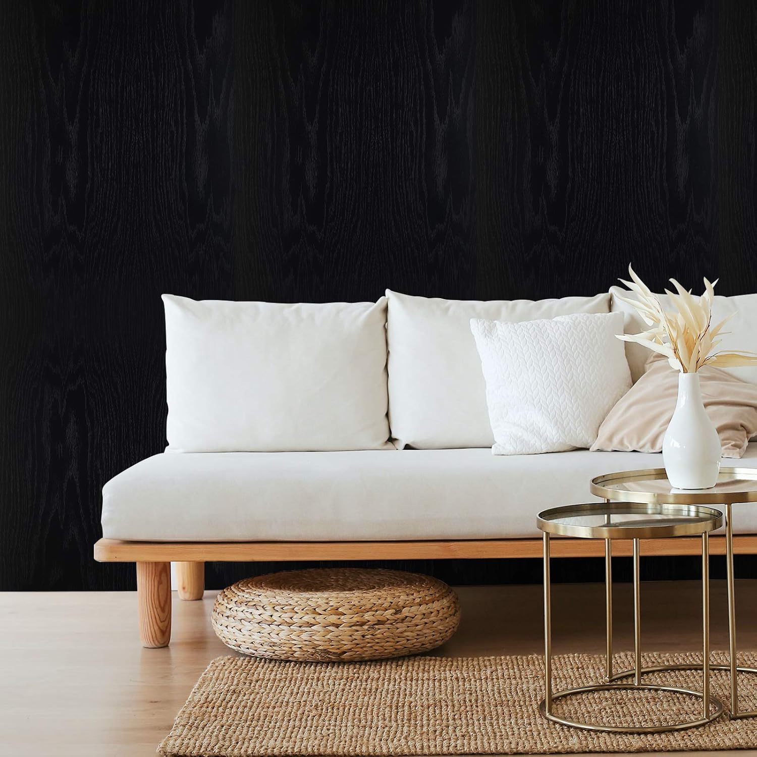 Homease Black Wood Grain Contact Paper 24 x 196 in, Self-Adhesive Wallpaper Peel and Stick Removable Decorative Wall Covering Vinyl Film for Shelf Liner Furniture Kitchen Cabinet Countertop Drawer