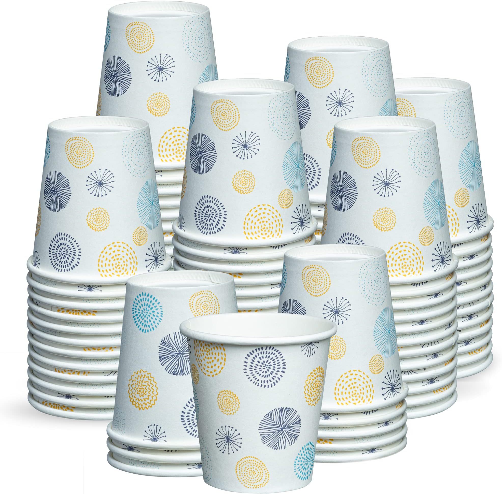GUSTO [3 oz. - 300 Count Small Paper Cups, Disposable Mini Bathroom Mouthwash Cups - Eco-Friendly and Versatile - Floral (Formerly Comfy Package)