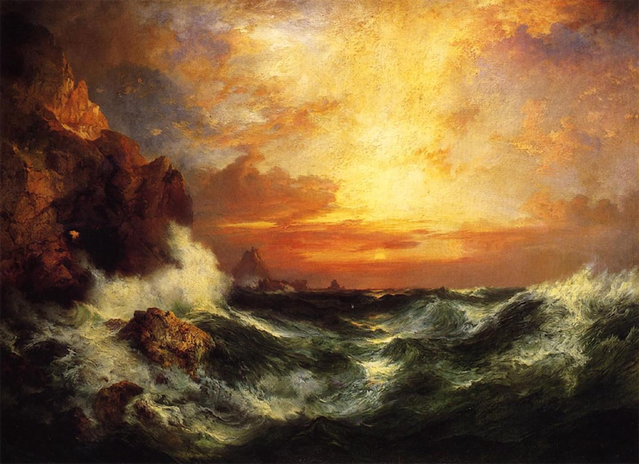 POSTERIIk Famous Print Pop Art Wall Art Graffiti Sunset Near Land s End Cornwall by Thomas Moran Art Prints for Home Decor 60x90cm