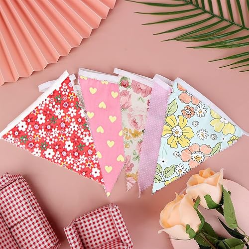 Miniatura 6 de Banderines triangulares de 40 pies, 42 unidades, banderas de tela multicolor, banderines de arpillera, banderines para bodas, fiestas de cumpleaños,