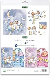 Katy Sue Baby 3D Die-Cut Decoupage Sheets for Card Making. A Pack of 12 Letter-Sized Sheets of Themed Die Cuts for Card Making Supplies - Perfect for Baby Shower, Gender Reveal, Christening. UK-Made.