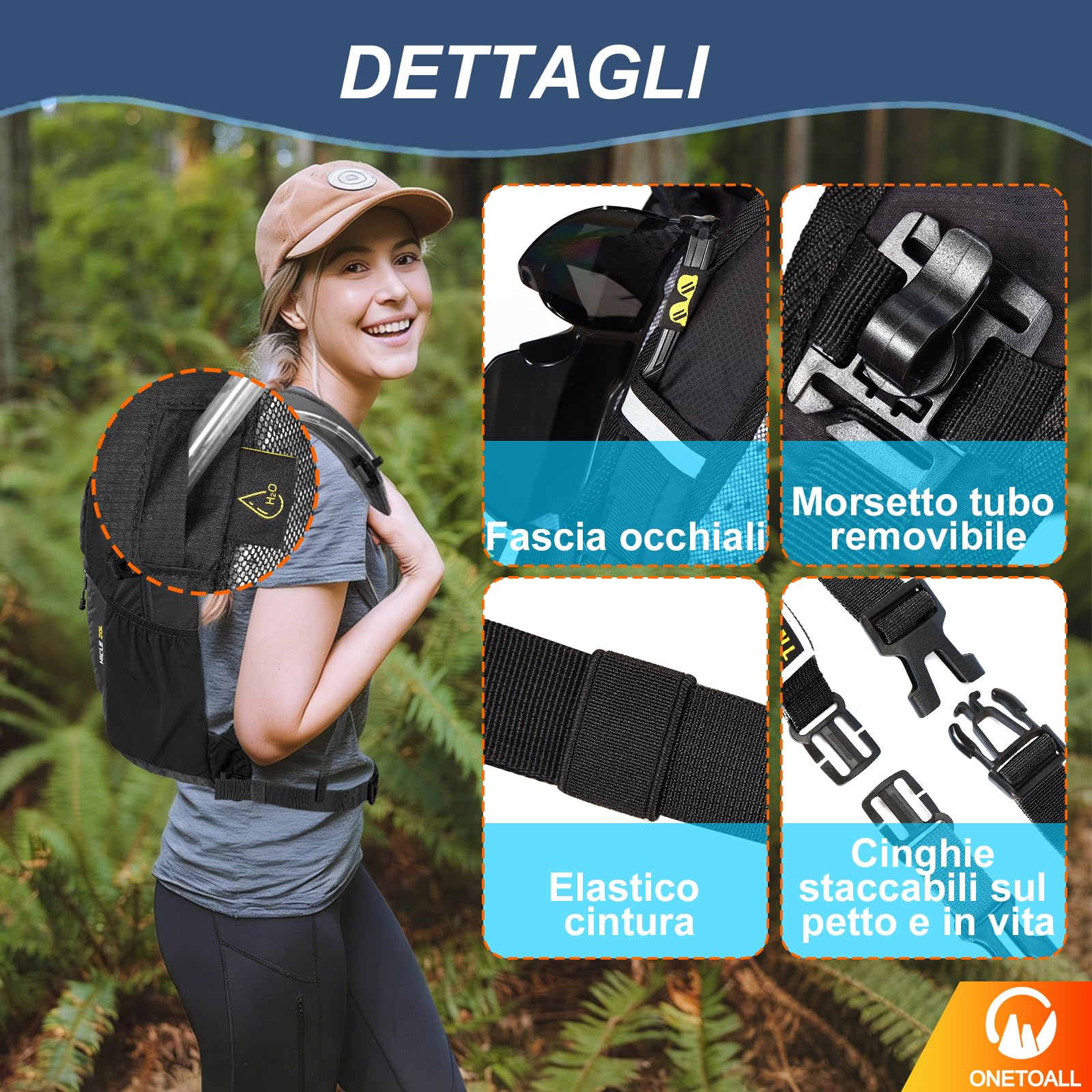 Zaino Trekking 20L 30 Litri, Zaino Montagna Antifurto con Coprizaino Impermeabile, Zaini Leggero Piccolo Uomo Donna per Escursionismo Hiking Viaggi Ciclismo Pendolarismo, Solo 500g 600g