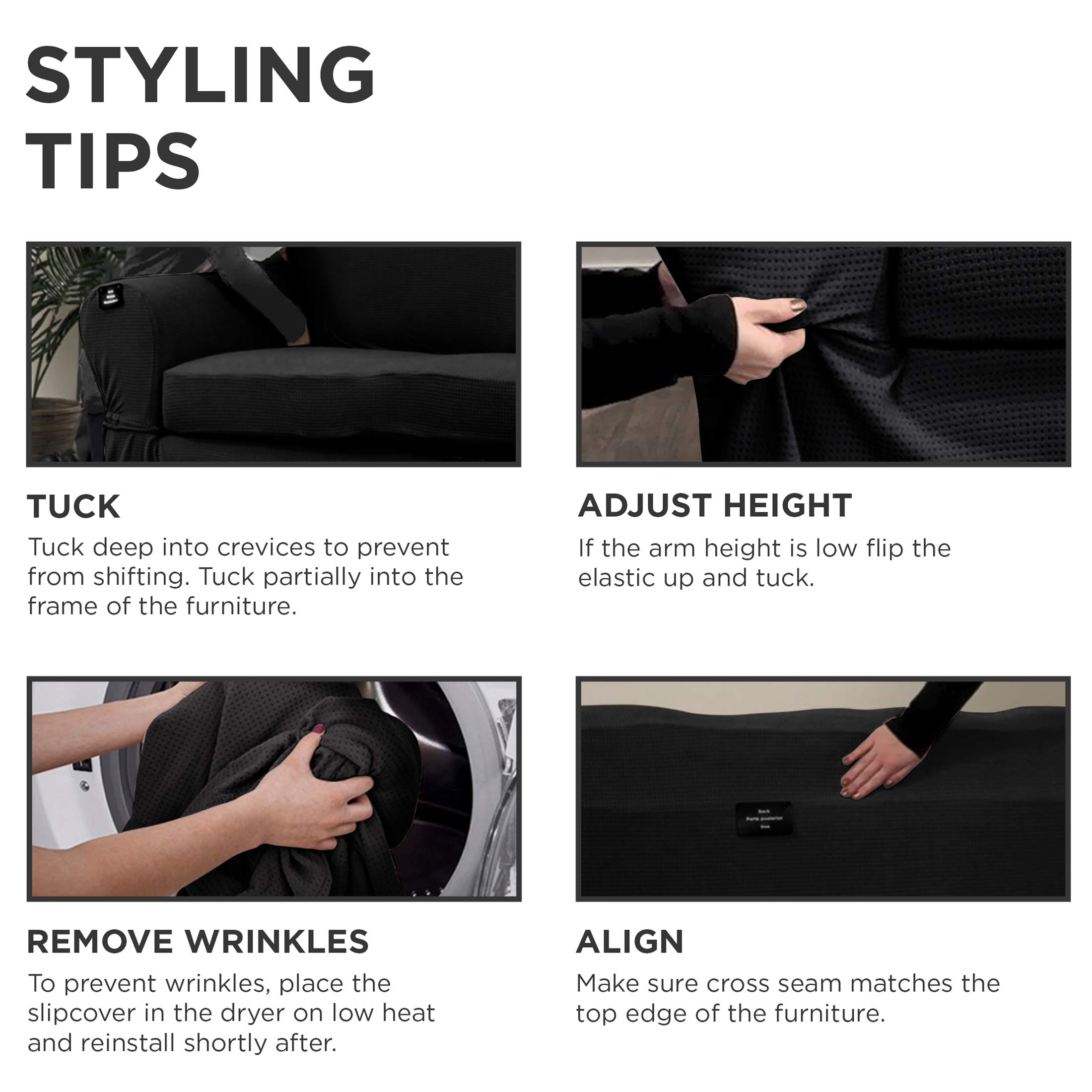 MAYTEX Pixel Ultra Soft Stretch Loveseat Couch Furniture Cover Slipcover, 2-Piece, Black