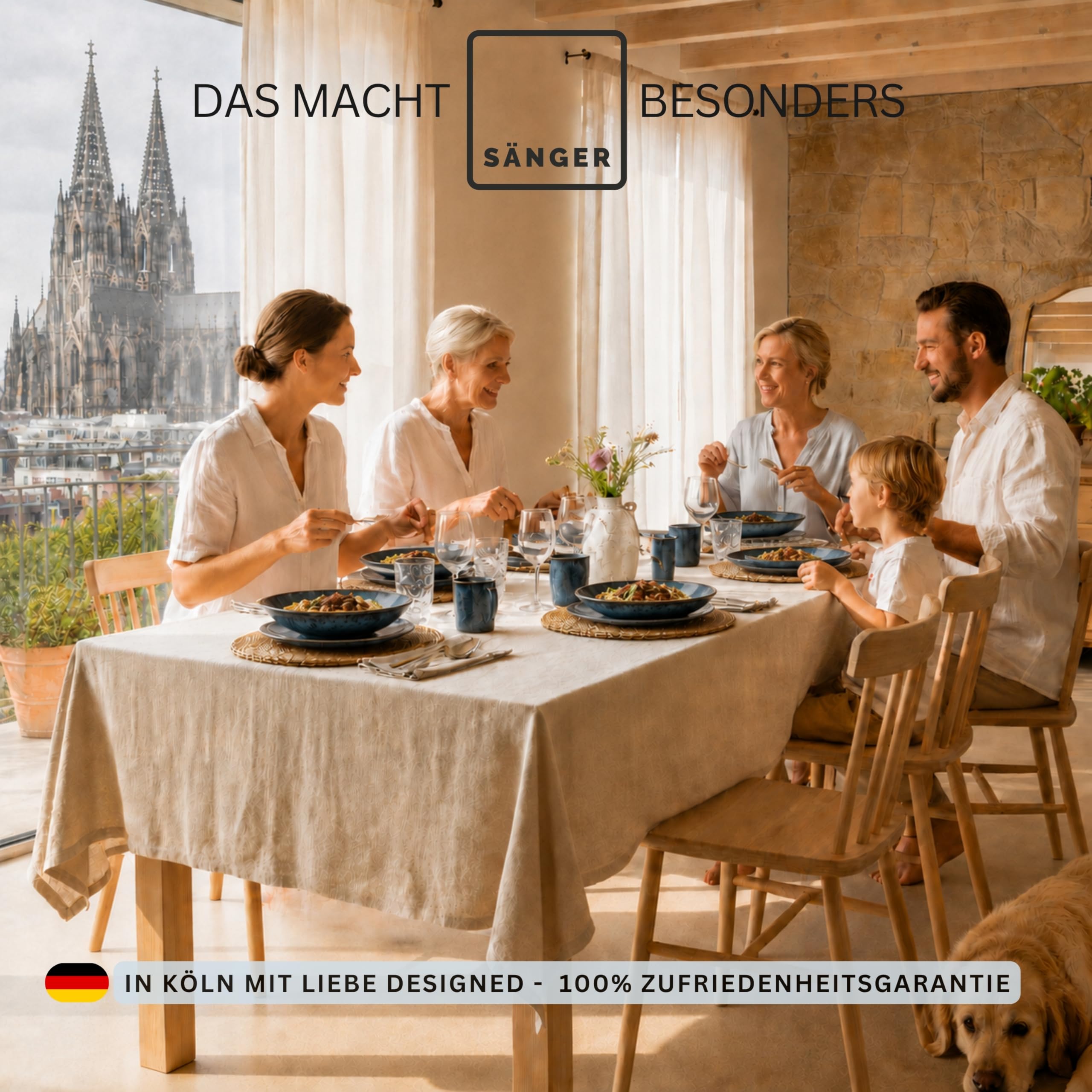 Sänger | Teller Set Tokio 12 tlg, Steingut Geschirrset 4 Personen, Tafelservice inkl. Speiseteller Kuchenteller & Schüssel Set, Speiseservice Dunkelblau mit Schwarzen Akzenten | PREMIUM COLLECTION