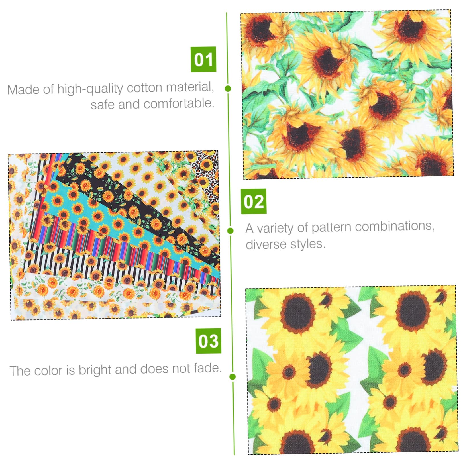 10hojas Tela De Algodón Estampado De Girasoles Para Patchwork y Manualidades Para Proyectos y Decoraciones Festejas