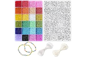 Craft Bead Kit with 21,600 Glass Seed Beads and 1,200 Alphabet Letter...