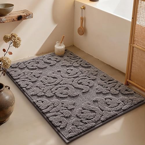 Miniatura 26 de LUMI Alfombras de baño con parte trasera de goma antideslizante, microfibra ultra suave, lavable a máquina, elegantes alfombras de baño florales