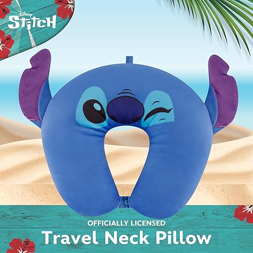 Miniatura 9 de FUL Disney Stitch - Almohada de cuello con capucha y orejas 3D, accesorios de viaje para avión, automóvil y oficina, cómoda y transpirable, color