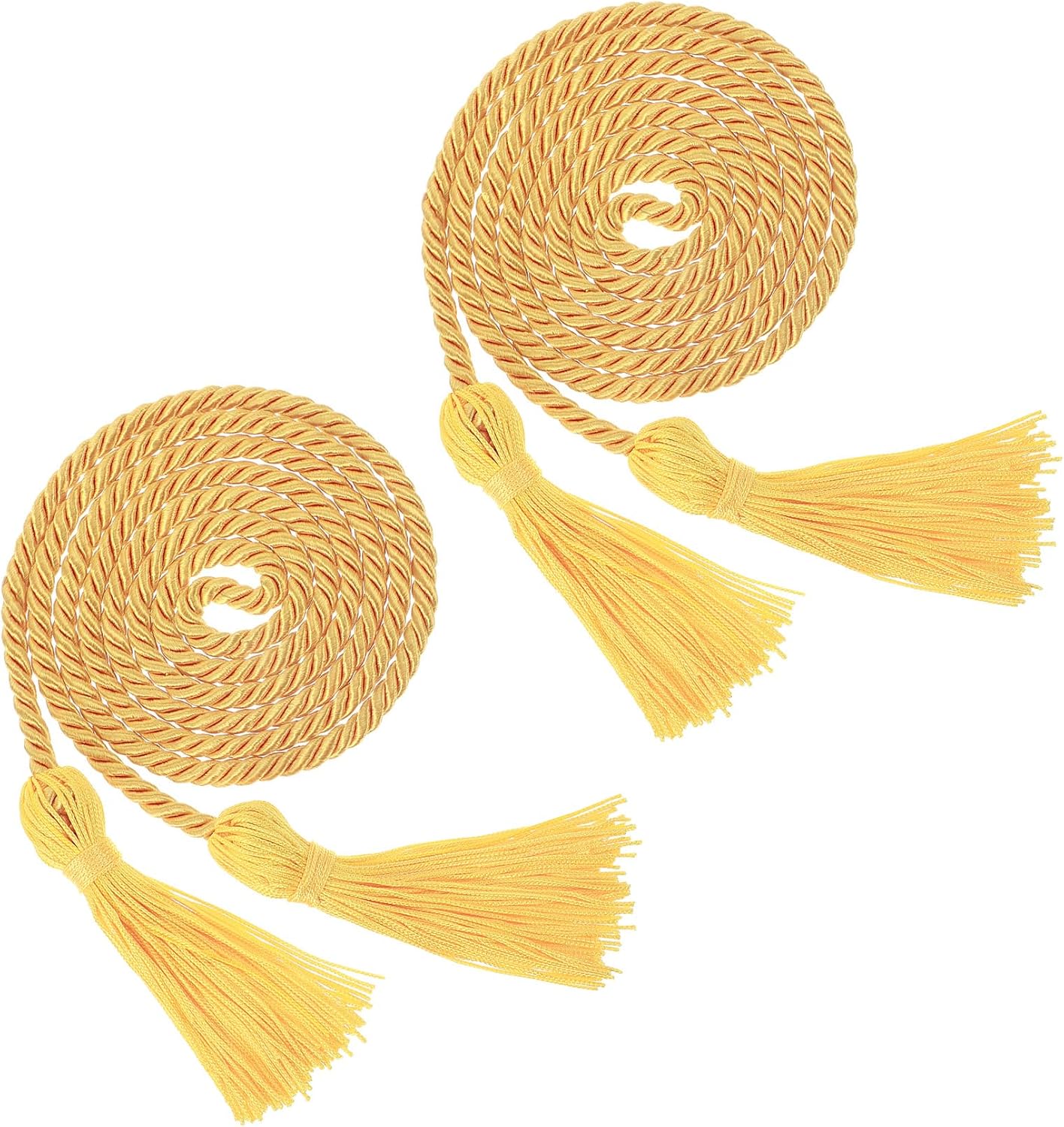 Gold Rope Belt, 2 Pcs Gold Graduation Cord, 67 Inch Braided Tassel Rope Belt for Graduation Gown, Dress and Formal Outfit Accessories