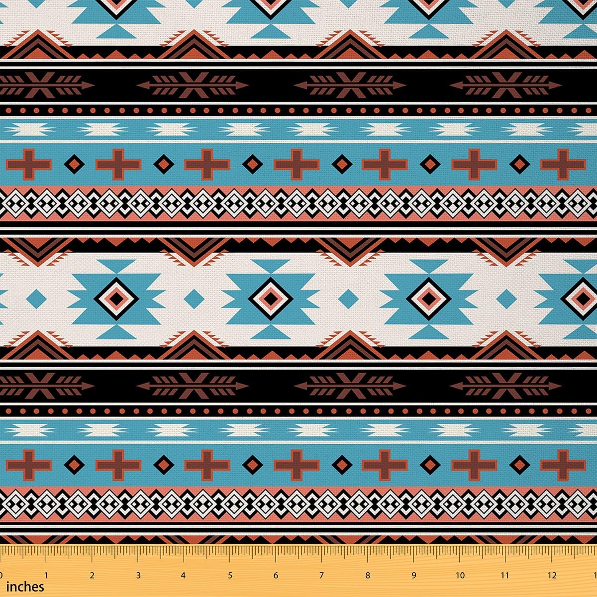 Erosebridal Aztec Fabric by The Yard Southwestern Upholstery Fabric Tribal Native American Decorative Fabric Brown Blue Abstract Geometric Tribal