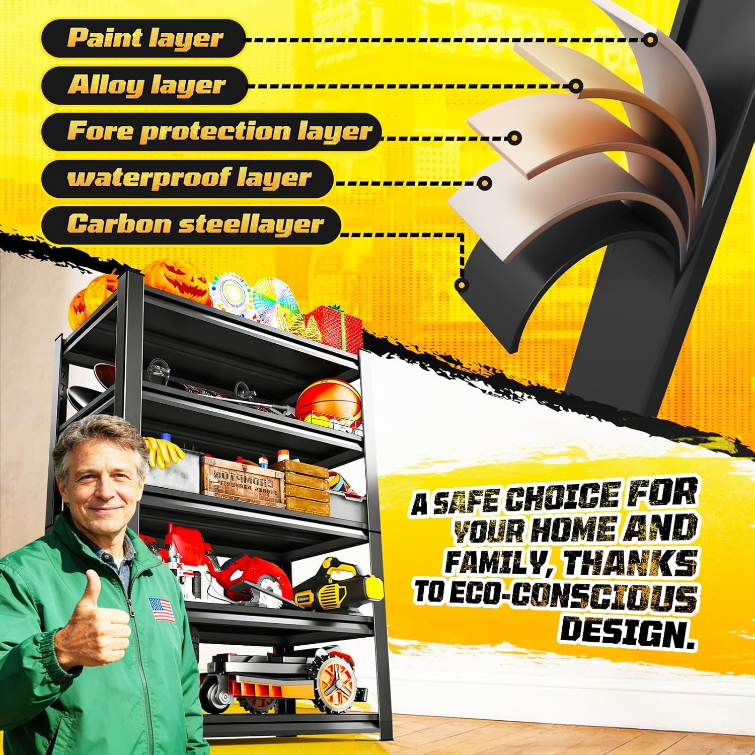 72" H Garage Storage Shelves 5-Tier,Garage Storage System Shelves Adjustable 2000LBS,Storage Shelving for Basement,Pantry,Kitchen,Warehouse,72" H x 35.55" W x 16" D - Image 6