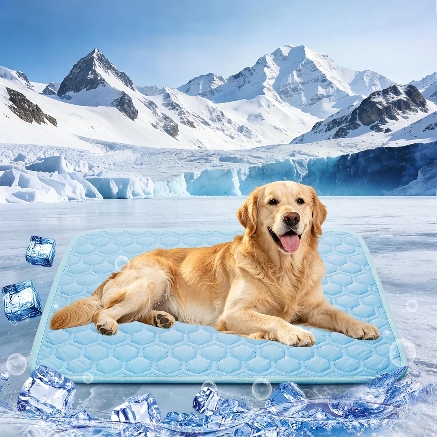 Cooling Mat for Large Dogs, Thick Breathable Dog Cooling Mat Q-MAX>0.45, Cooling Bed Chill Cool Fiber & Non-Slip Bottom Cold Crate Pad Kennel Bed for Dog Puppy and Cat, Non-Toxic, Foldable & Washable