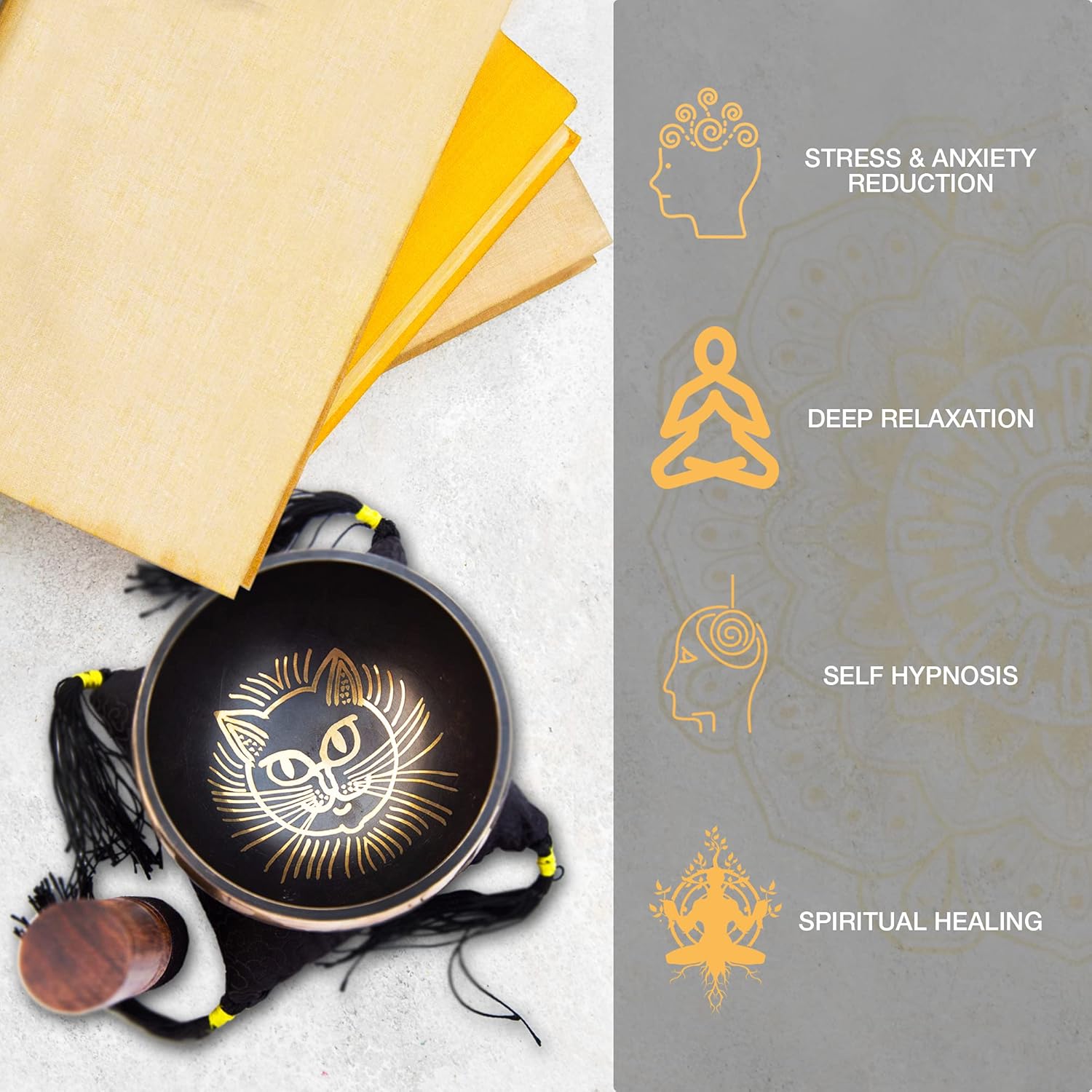 Buy Tibetan Singing Bowl Set Easy To Play Cat Design Meditation Mindful 7 Chakra Sound Healing Handcrated Gift By Himalayan Bazaar Online In Ukraine B093byjblw