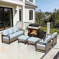 Vista 60 de Sofá de Mimbre Metálico para Patio de 75", Sofá Sillón de Ratán para Exteriores de 3 Asientos para Todo Tipo de Clima con Cojines Premium