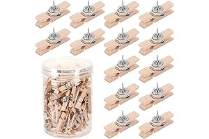 SANNIX Wooden Push Pin Clips for Cork Boards, Office Supplies, and Crafts (100 Pcs)