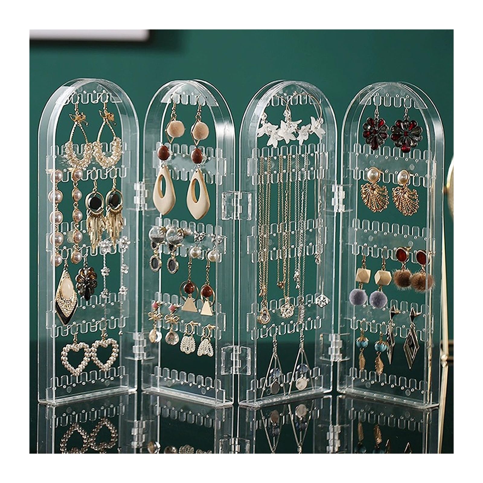 Présentoir à bijoux en acrylique à 240 trous for vente au détail/boutique | Présentoir à bijoux transparent avec 240 trous for le stockage des petites entreprises.(7043-Transparency)