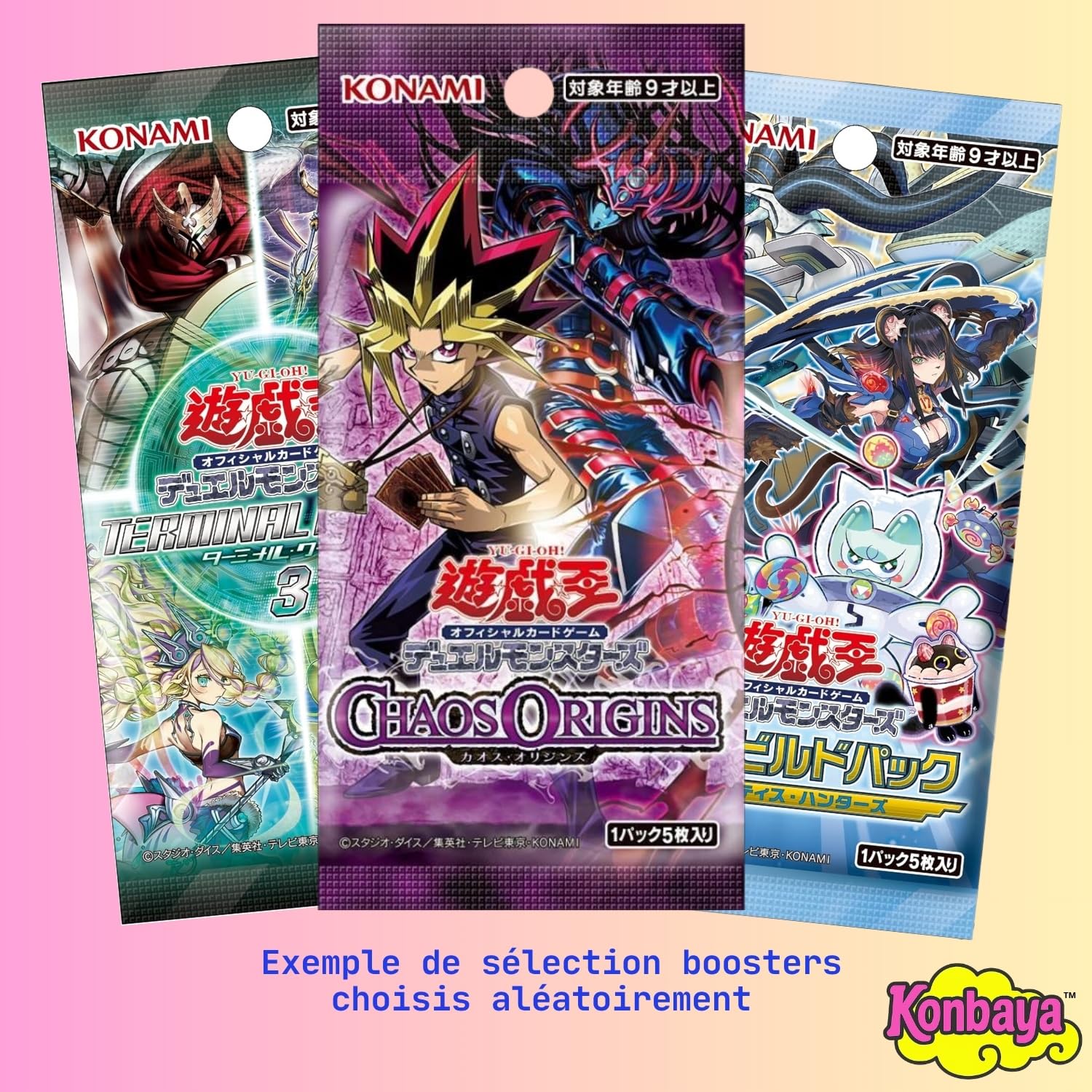Pack 3 Boosters YU-Gi-Oh! Japonais Aléatoires – Cartes Officielles – Konbaya Selection – Protection d’Expédition