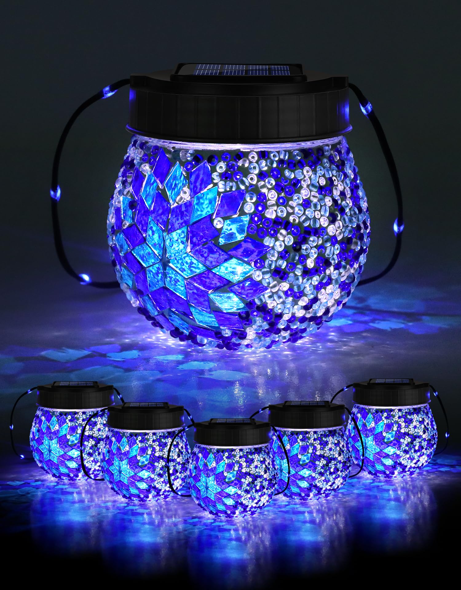PARTPHONER 6 Pack Mosaic Solar Lights