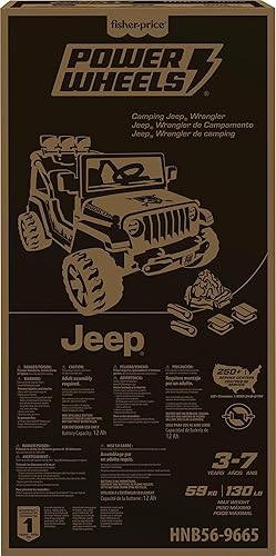 Miniatura 6 de Fisher-Price Power Wheels Jeep Wrangler montable para ir camping con comida de simulación, equipo de campamento y luces, juguete preescolar,