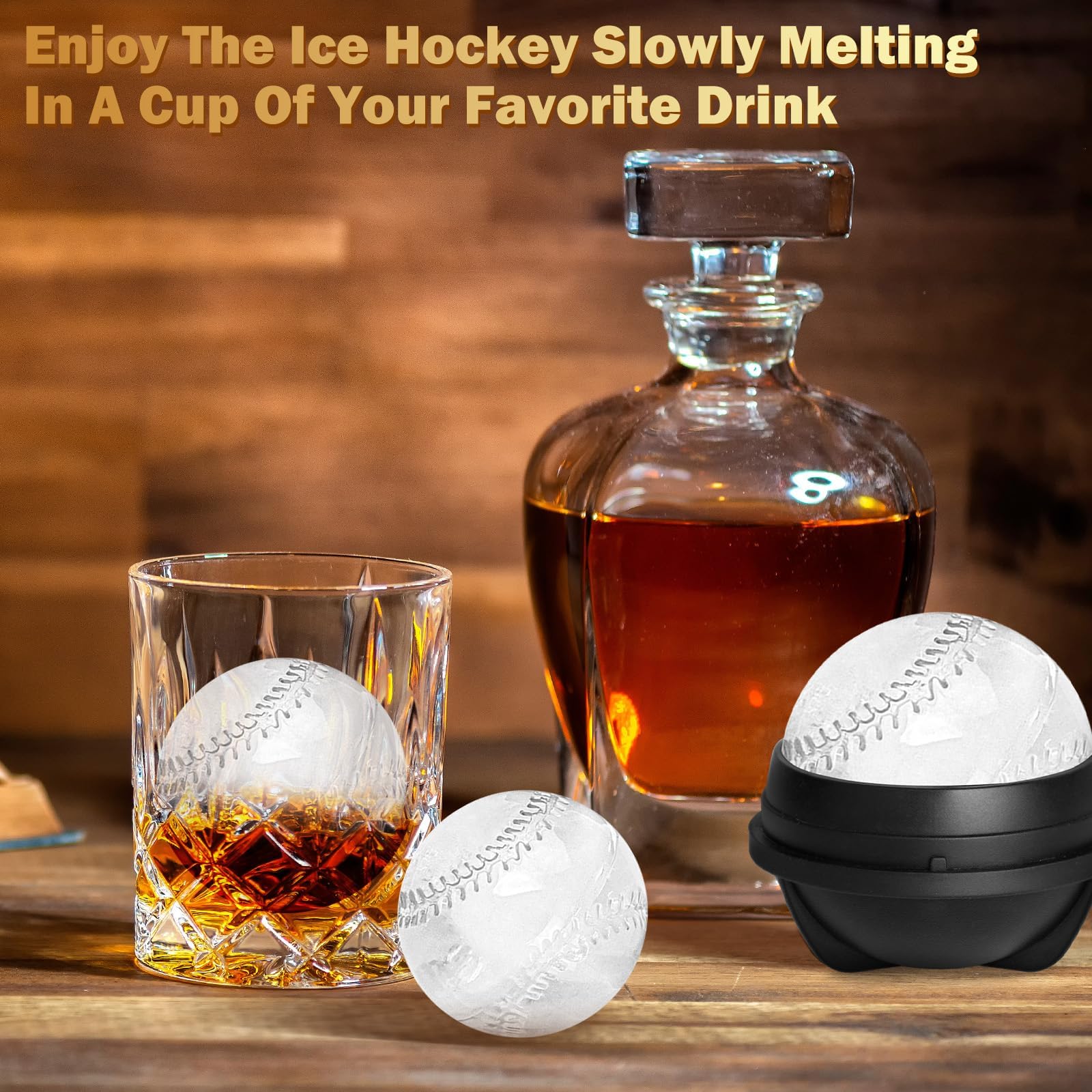 Paquete de 2 moldes para cubitos de hielo de béisbol de 2.5 pulgadas, grandes moldes de silicona 3D para cubitos de hielo de béisbol, formas divertidas, moldes novedosos para cubos de béisbol, regalos