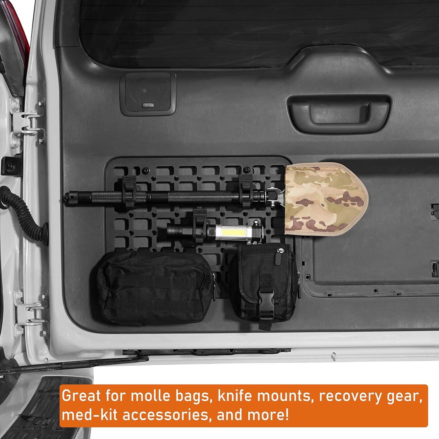Hooke Road GX470 Rear Door Storage Tailgate MOLLE Panel for 2003-2009 Lexus GX470, Steel Cargo Rack Tools Organizer Interior Accessories