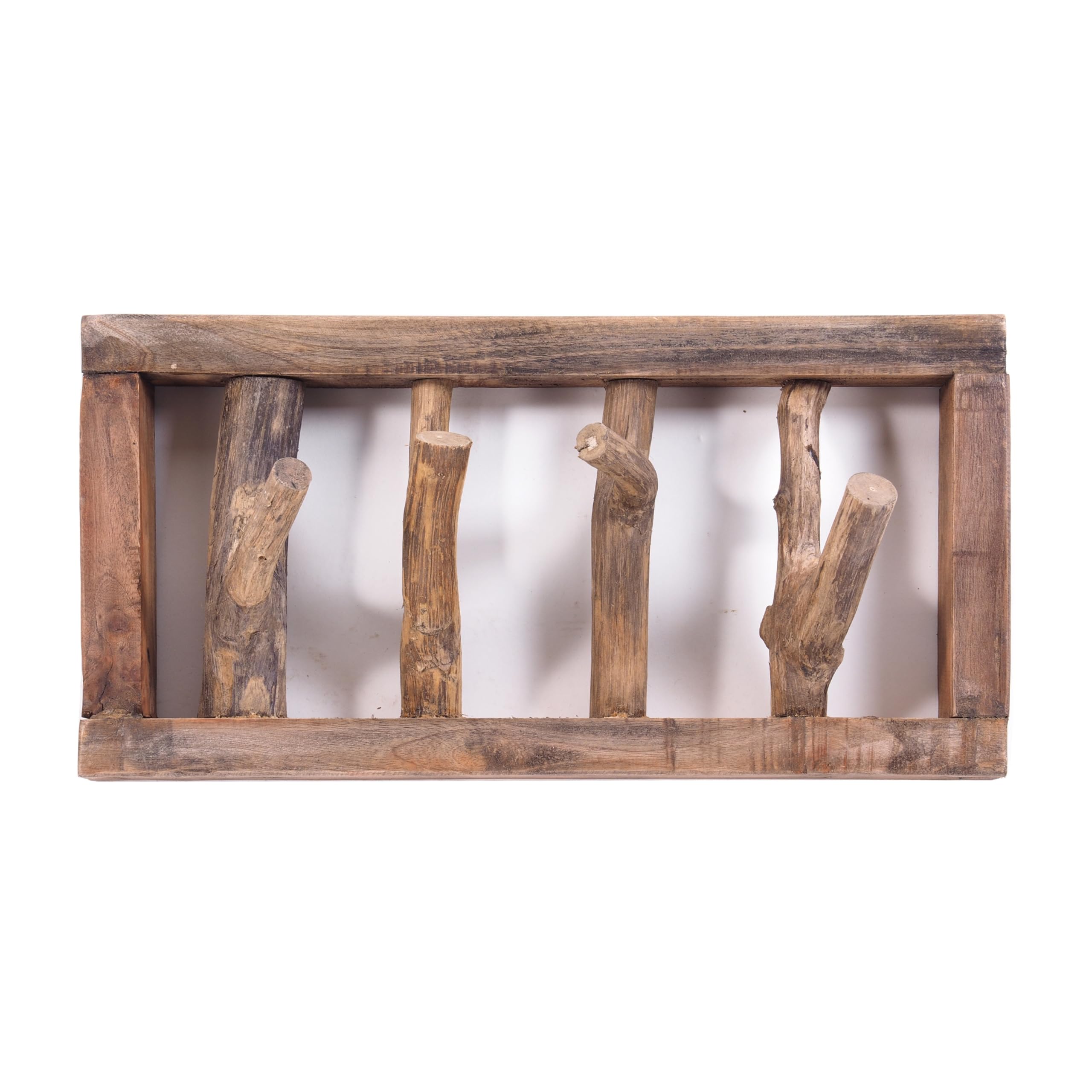 Porte-manteau Mural LIMB DESIGN DELIGHTS - Bois Flotté Naturel - 4 Crochets - 45x23cm - Blanc