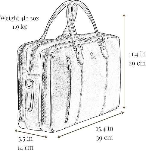 Miniatura 7 de Time Resistance Maletín de cuero para laptop - Bolsa de cuero de grano completo para computadora para hombres y mujeres Leather, Full Grain Leather