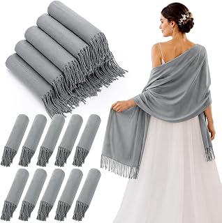 JenPen 20 Pcs Wedding Shawl Scarf Bulk 79 x 27 in,Light Gray