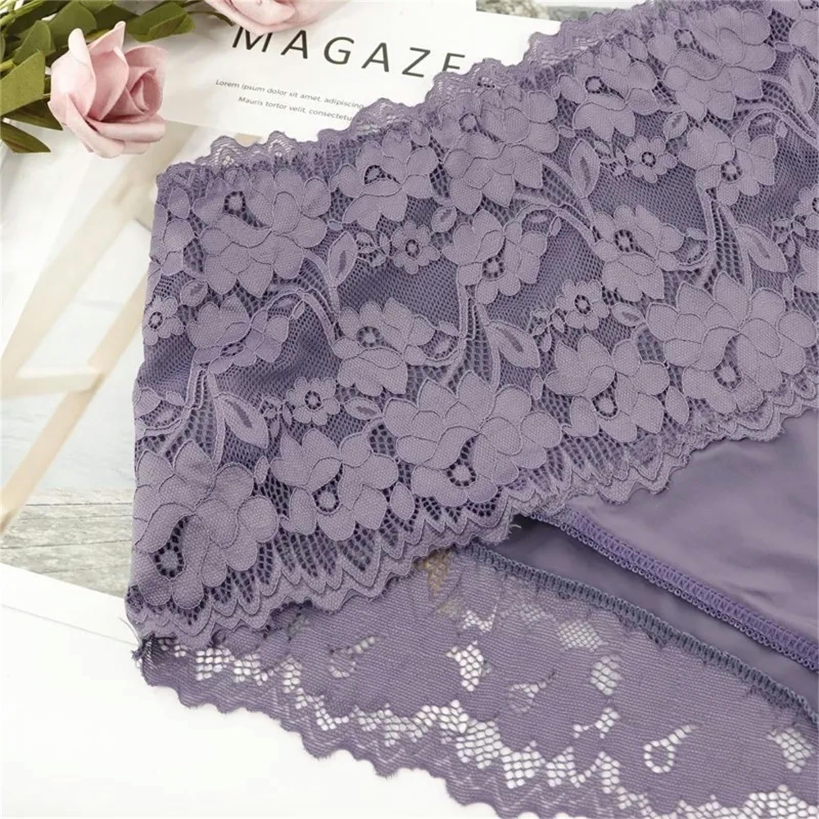 Majtki damskie plus size, gładkie, kwiatowe koronki, poliester, wysoka wysokość bielizny, 5XL