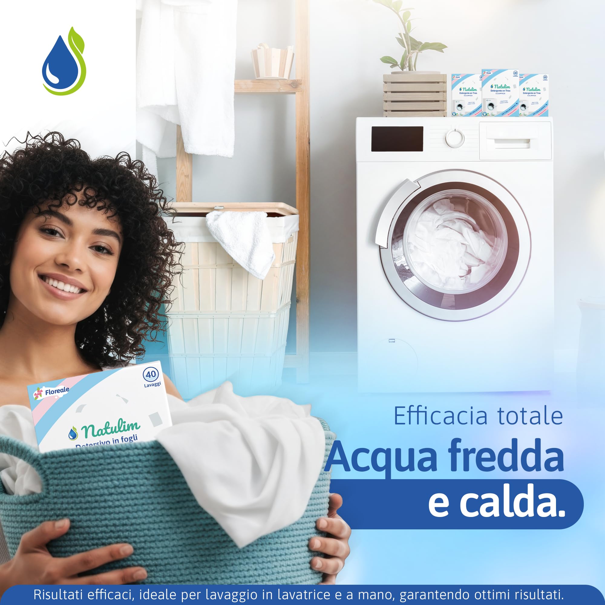 NATULIM - Detersivo in Fogli per Lavatrice - Detersivo Lavatrice Ecologico e Ipoallergenico - 180 Lavaggi - Fragranza Floreale