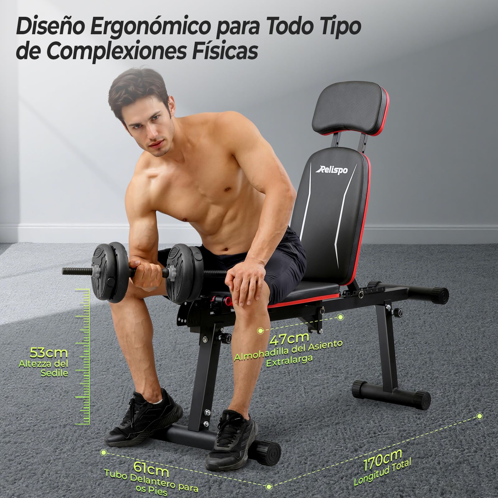 Banco de Pesas Ajustable Mejorado con Extensión de Piernas y Curl de Piernas, 9 Posiciones de Respaldo y Plegable, Banco de Entrenamiento de 544 kg para Gimnasio en Casa, Banco Plano Decline